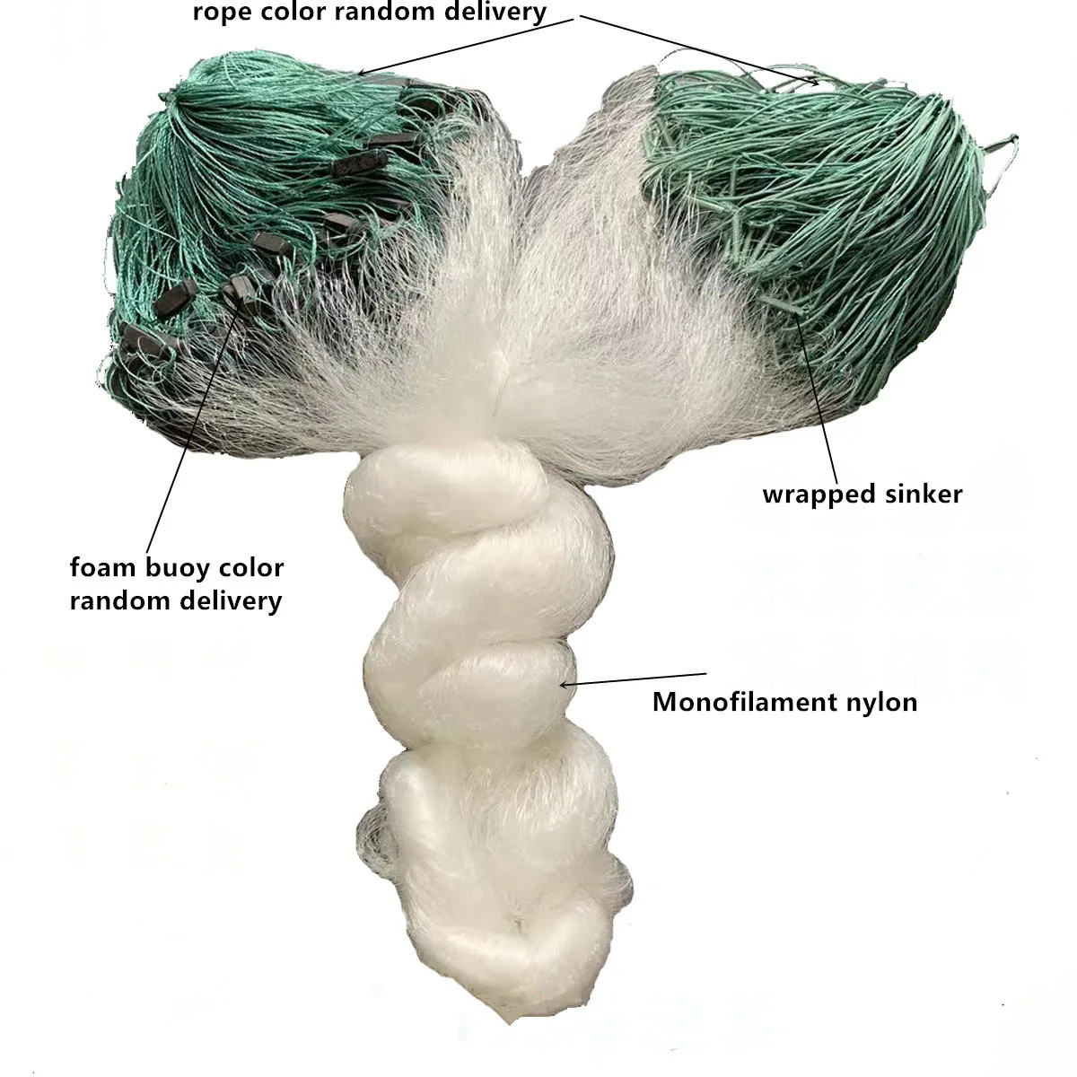 Red de pesca de una sola capa, monofilamento de nailon, red de enmalle envuelta, red de peces de agua dulce, H 1,8 m-5m, L45m-55m, malla de 25mm-80mm - imagen 2