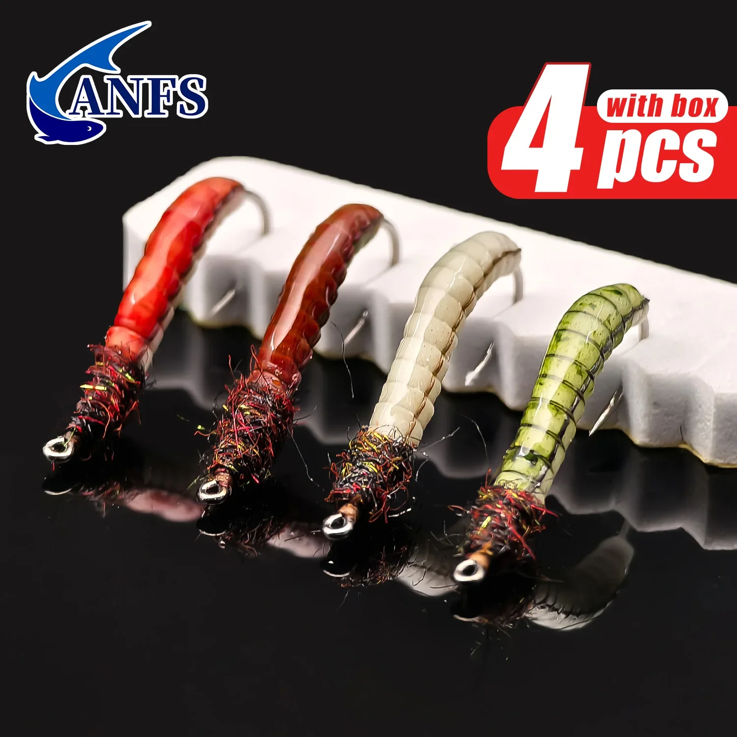 ANFS 4 Uds. De moscas de ninfa Caddis, colores surtidos, moscas atadas a mano, trucha de ninfa, regalo de pesca con mosca