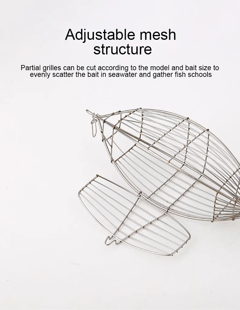 Jaula de cebo cuadrada de acero inoxidable, jaula para hacer nido en forma de oliva, jaula para pollos, jaula para camarones, jaula para cebo de peces, pesca en el mar, deep-se - imagen 2