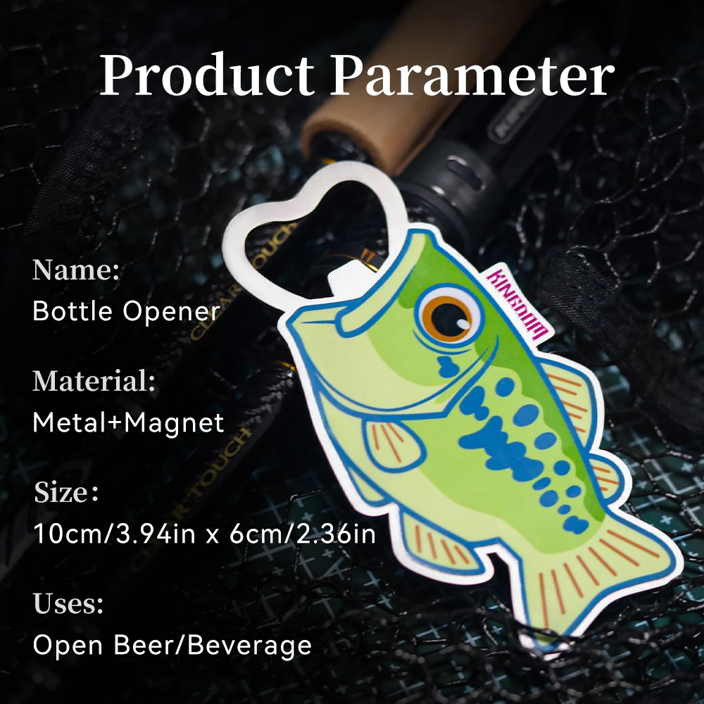 Kingdom Bottle Opener Magnetic Design 10*6cm Non-Slip Metal Material Bottle Opener Fridge Magnet Fishing Accessory