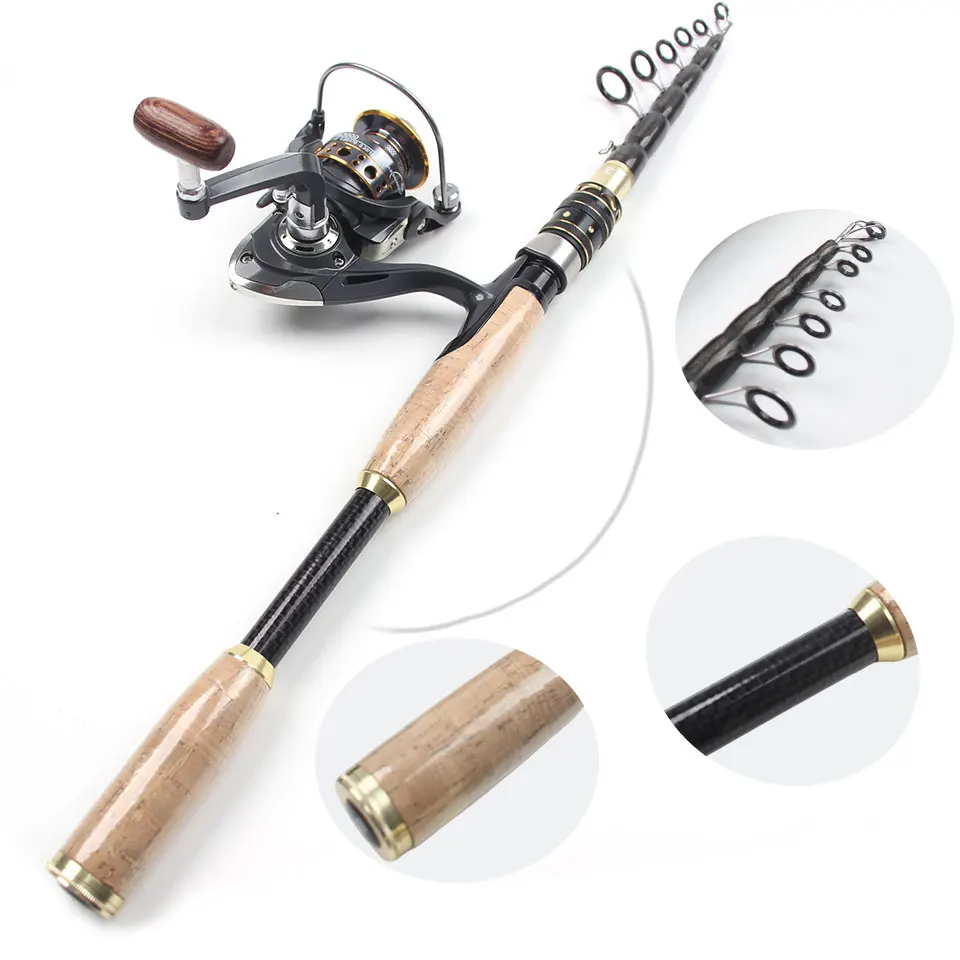 Caña de señuelo de bolsillo portátil, carbono telescópico ultracorto, mango de corcho, agua dulce, agua salada, pesca Universal en movimiento al aire libre - imagen 4