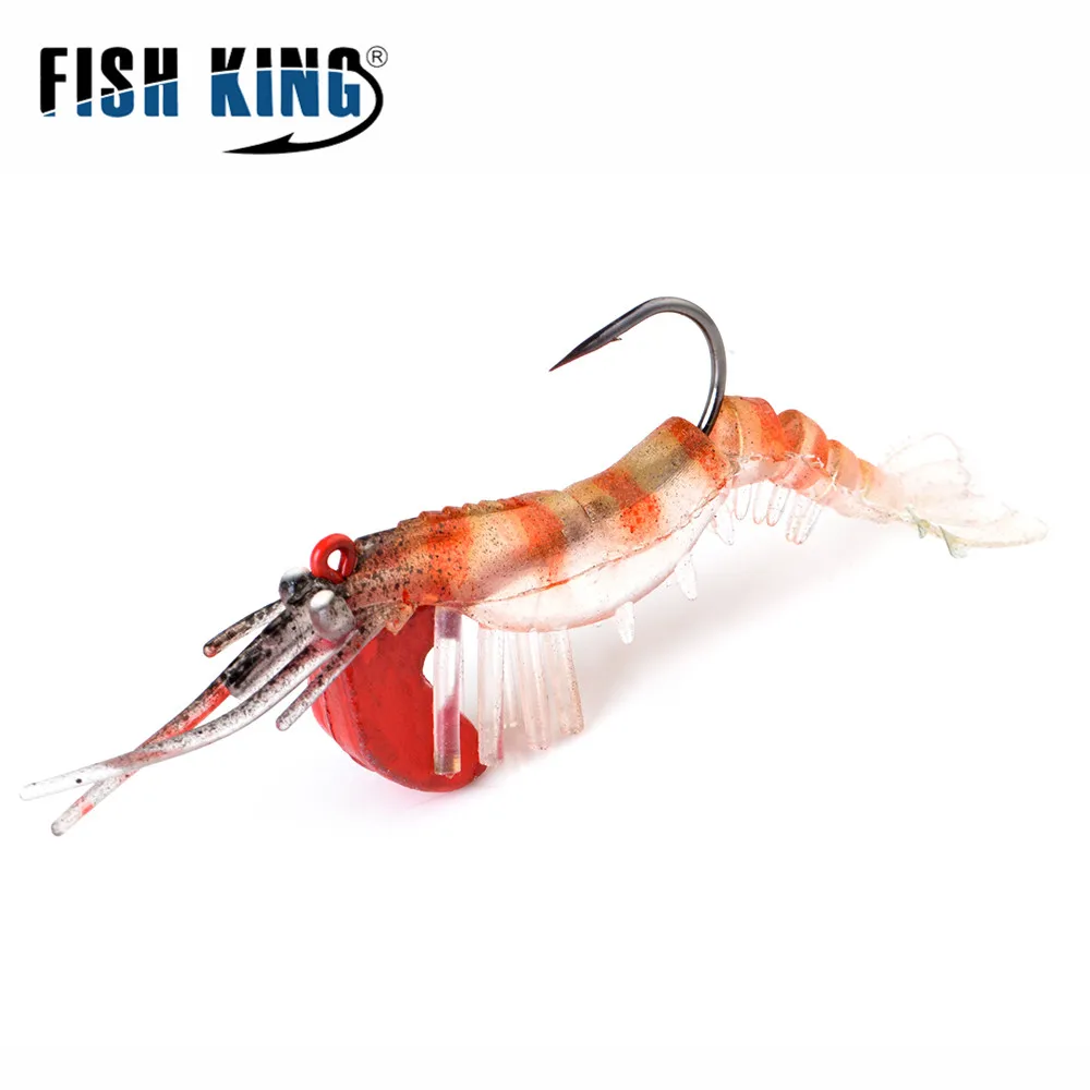 FISH KING-señuelos de pesca de camarones blandos, cebos artificiales de 7cm/7g, 10cm/14,5g, cebo biónico suave con anzuelo de peso, 2 piezas/3 piezas - imagen 5
