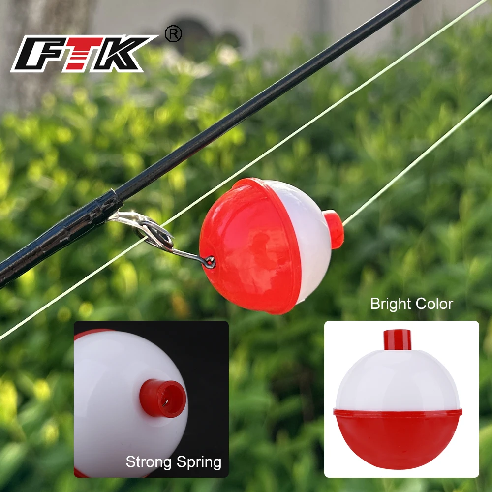 FTK 8 unids/set Bobbers de pesca ABS duro rojo/blanco mezcla de tamaños Slip Bobbers botón de empuje boya redonda flotadores accesorios de aparejos de pesca - imagen 4