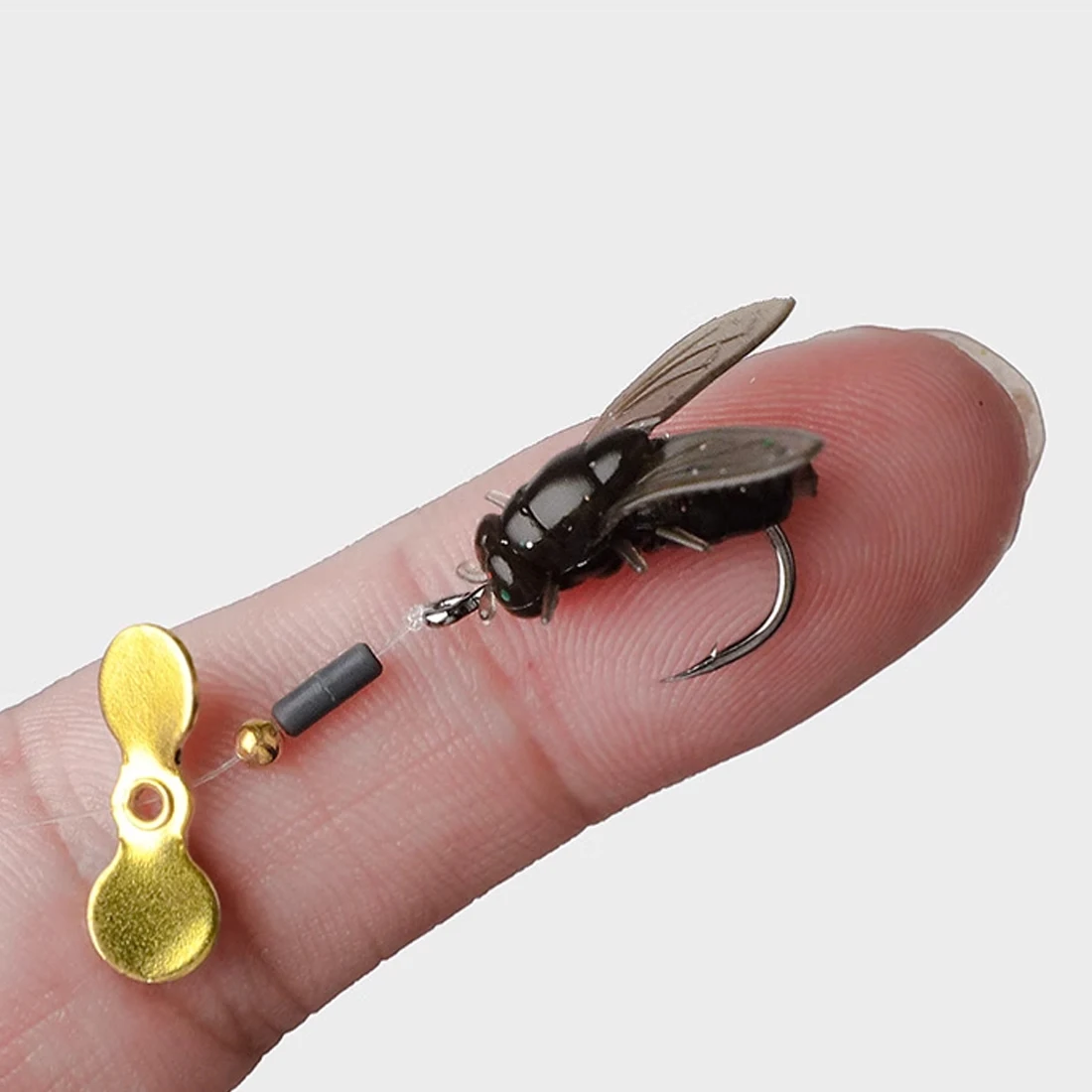 9KM 8/15mm moscas de pesca con mosca goma suave PVC 20 piezas Señuelos de pesca con mosca insectos realistas señuelos anzuelos de púas - imagen 4