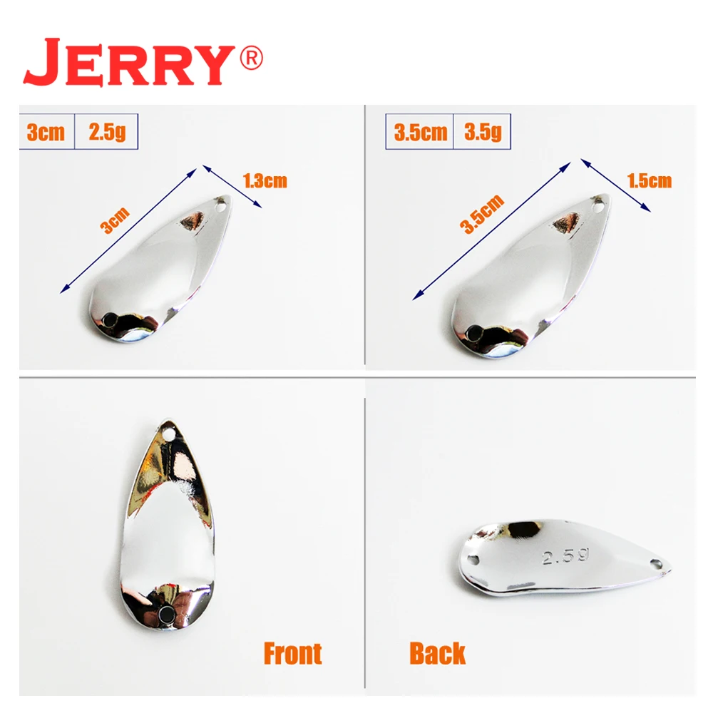 Jerry 50 Uds 2,5g 3,5g plata sin pintar área trucha cuchara señuelos cebo duro Artificial Pesca parpadeantes Wobbler Spinner cebo - imagen 5
