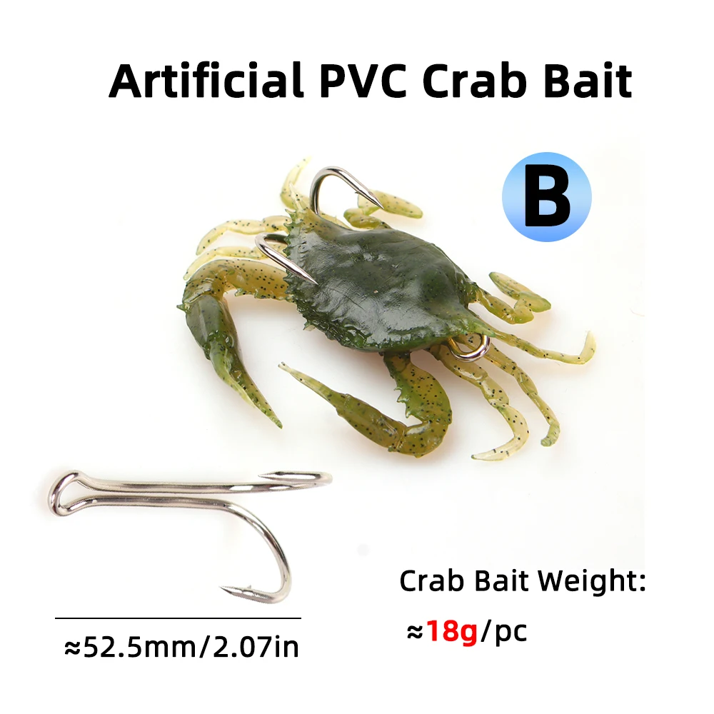 Ellllv-señuelo suave de cangrejo, equipo de pesca de mar, cebo de cangrejo Artificial de PVC, señuelos luminosos, barco, Kayak, pesca, anzuelo doble, 1 ud. - imagen 4