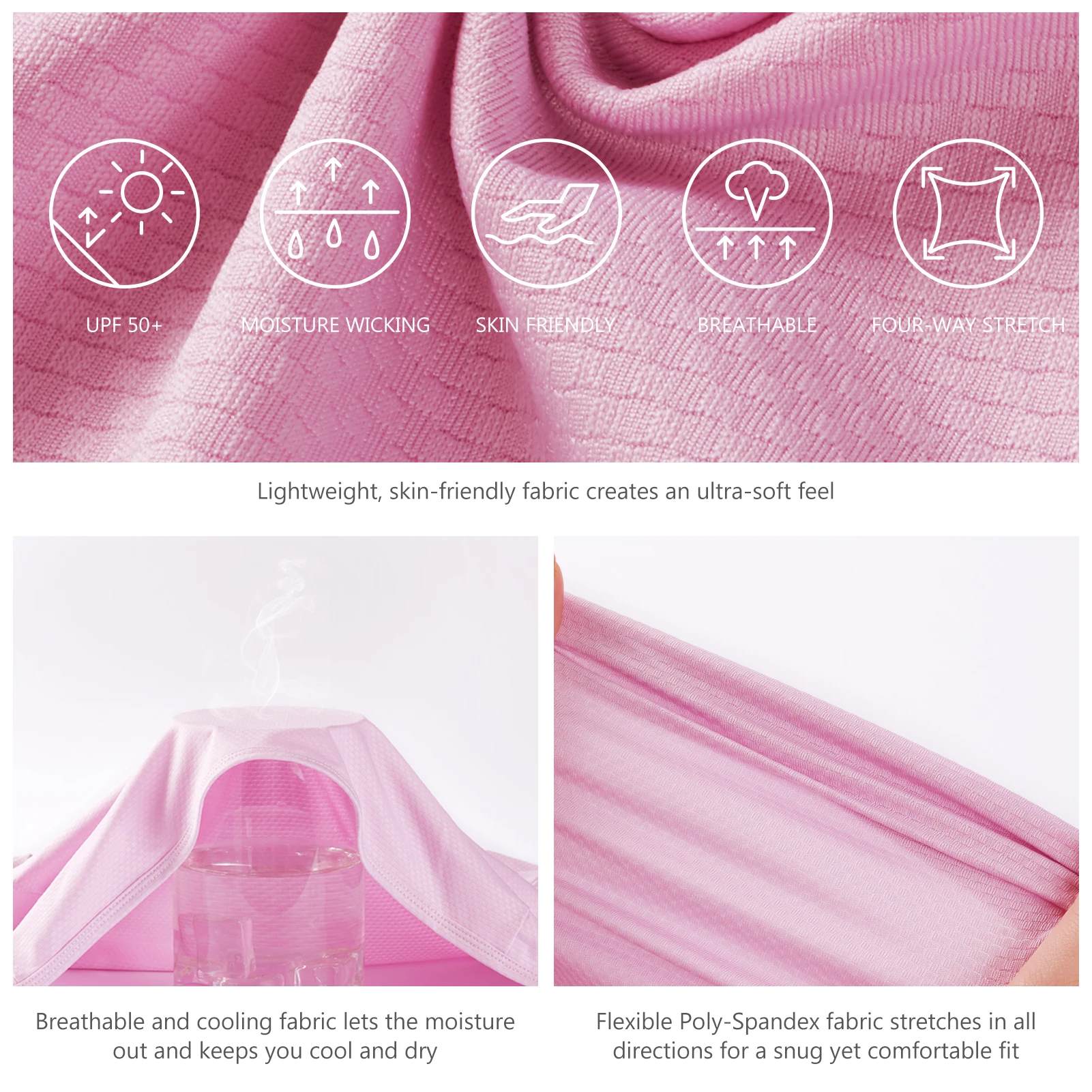 Lightbare-Sudadera con capucha UPF 50 + para mujer, Chaqueta de manga larga con capucha y bolsillos para senderismo al aire libre - imagen 5