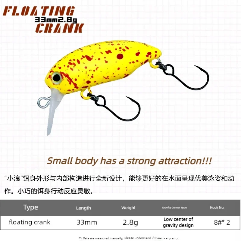 Señuelo de pesca flotante CRANK, 2,8g, modelo caliente, cebo duro, 12 colores, manivela Wobbler, calidad, señuelo profesional para trucha - imagen 2
