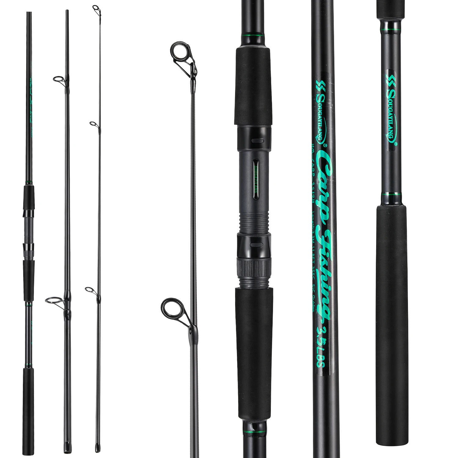 Sougayilang Caña de pesca carbono 3.6m potencia H