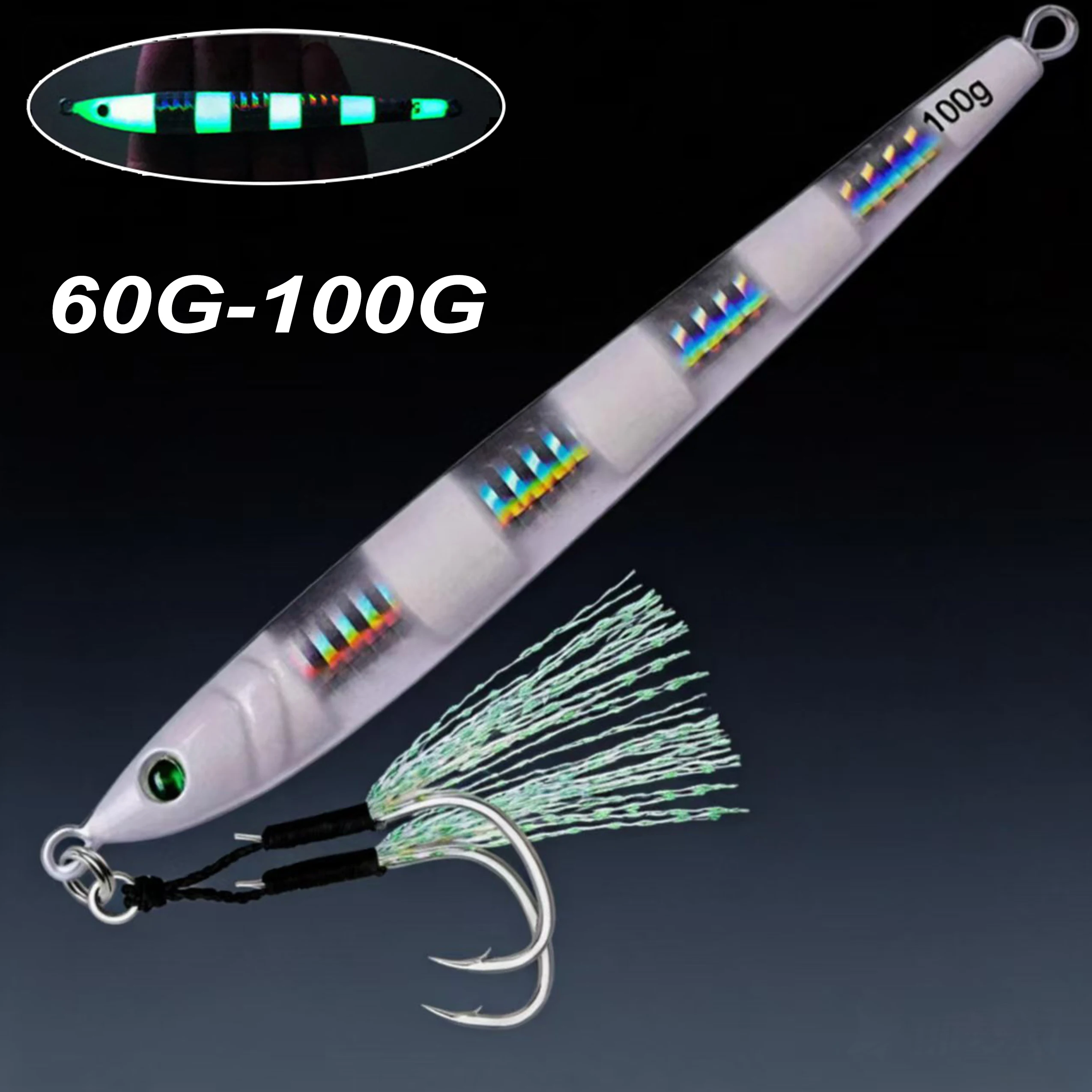 Cuchara Jigging Metálica Extra Larga con Anzuelo – Señuelo para Lubina - imagen 4