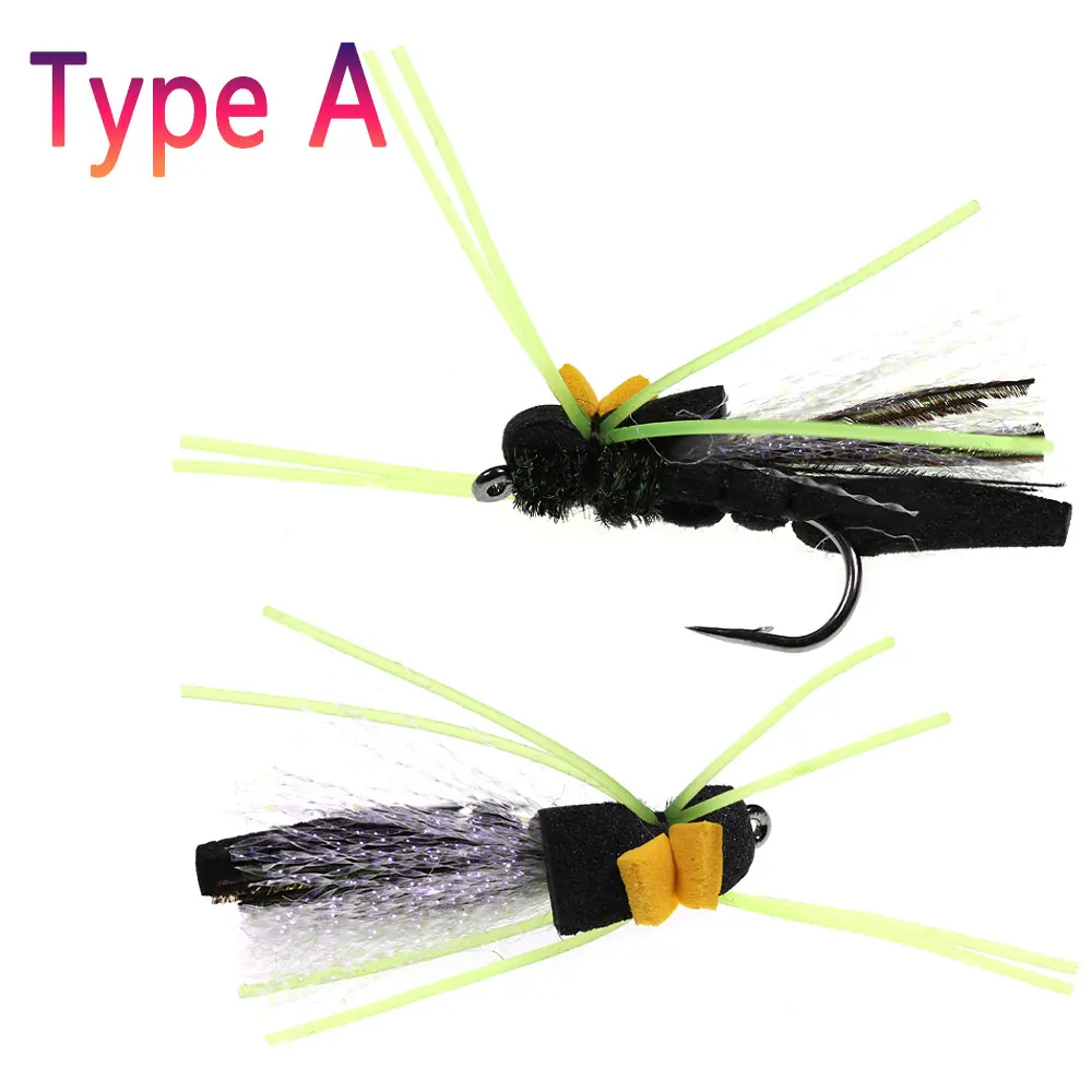 Bimoo Moscas secas saltamontes con patas de goma para trucha lubina - imagen 4
