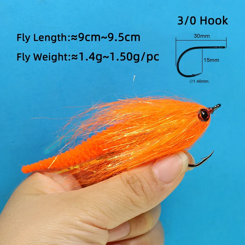 Wifreo 3-6PCS # 3/0 pequeño dragón cola Streamer moscas lubina Pike gran juego mosca mosca pesca moscas agua salada Baitfish Trolling señuelos - imagen 5