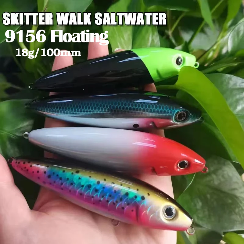 Señuelos tipo lápiz flotantes de 18g y 100mm, Skitter de agua salada, trucha, lubina, Swimbait, perros de agua superior, cebo duro Artificial, suministros de Pesca Wobbler