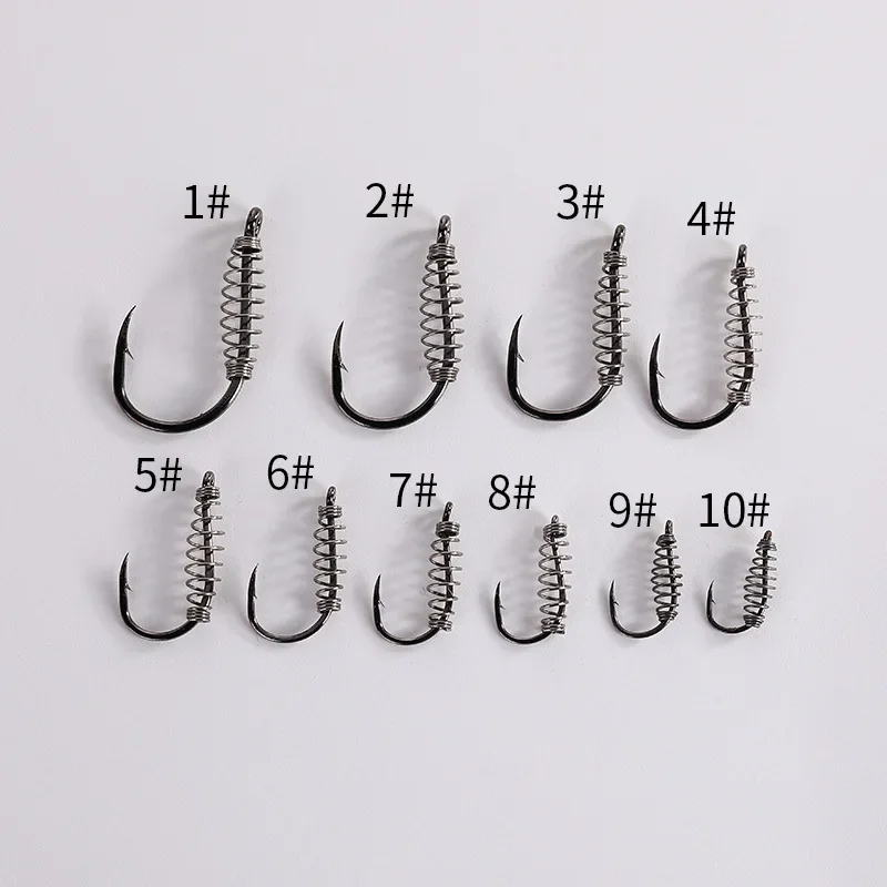 10 Uds. Anzuelo de pesca de resorte con ojos para carpa plateada, superficie de carpa cabezona, anzuelos inferiores, objetos grandes, pesca Original de alto carbono - imagen 2