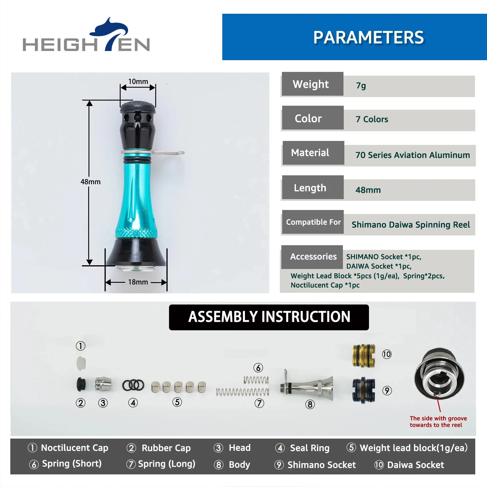 Soporte de carrete de 48mm para Shimano Daiwa 1000-5000, carrete giratorio - imagen 4
