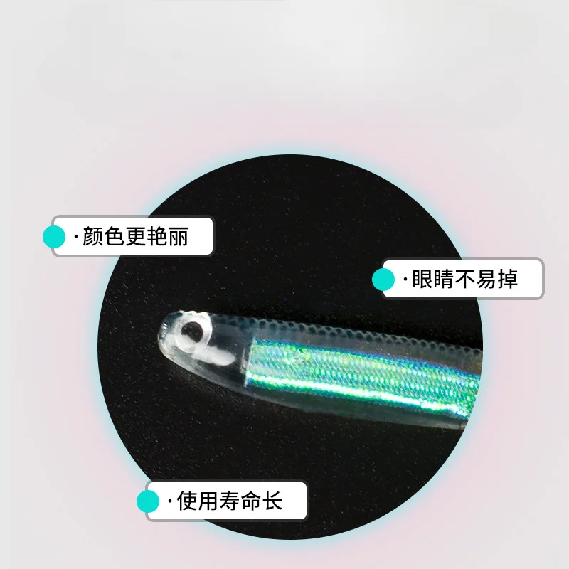 Cebo Artificial de silicona con lentejuelas de Color arcoíris, 10 piezas, 9cm, 2,7g, cabeza de plantilla para agua salada, señuelos de gusano suave para pesca - imagen 4