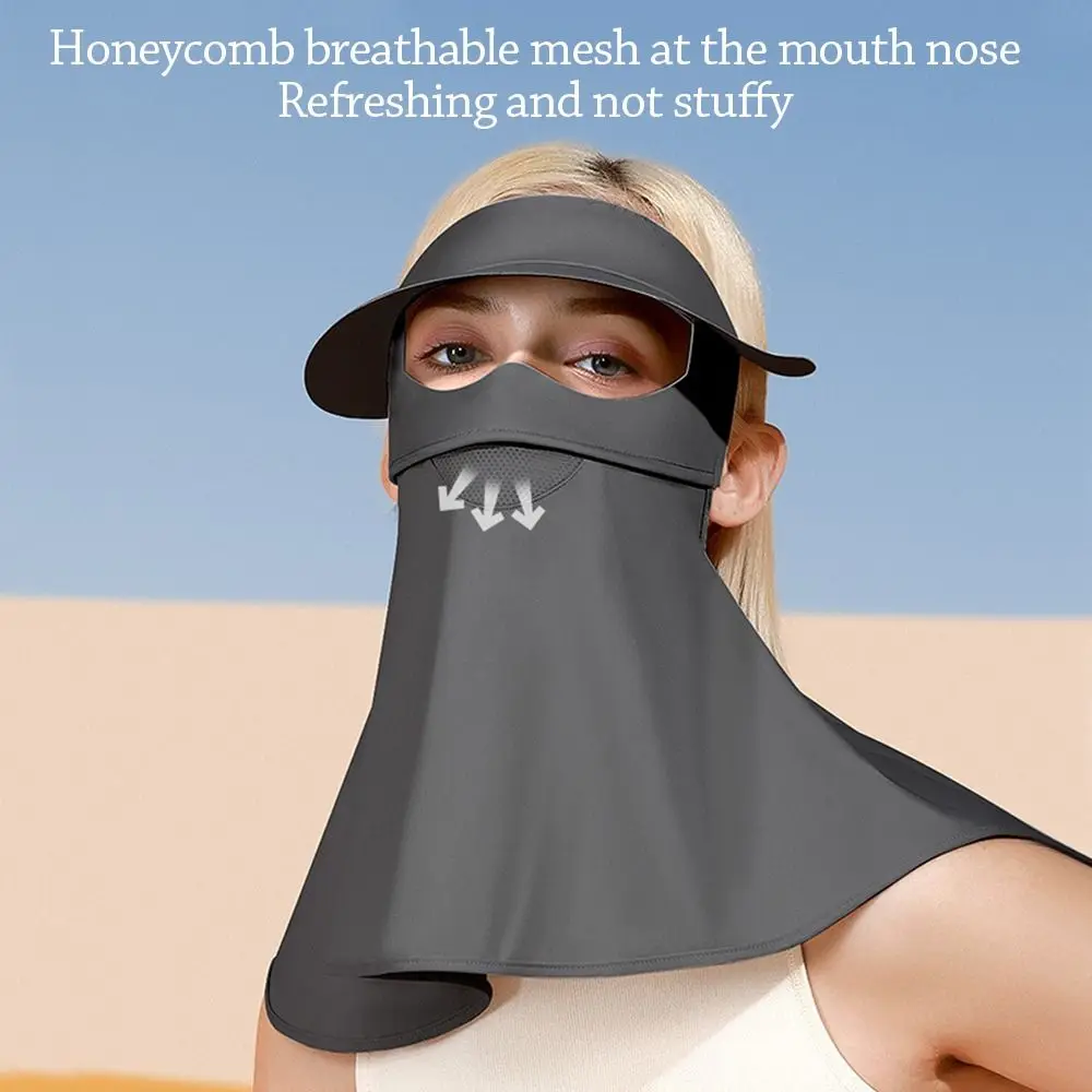 Nueva máscara de protección solar de seda de hielo UPF50 + bufanda transpirable Anti-UV para el cuello protección del cuello a prueba de polvo sombrilla máscara facial para ciclismo - imagen 2