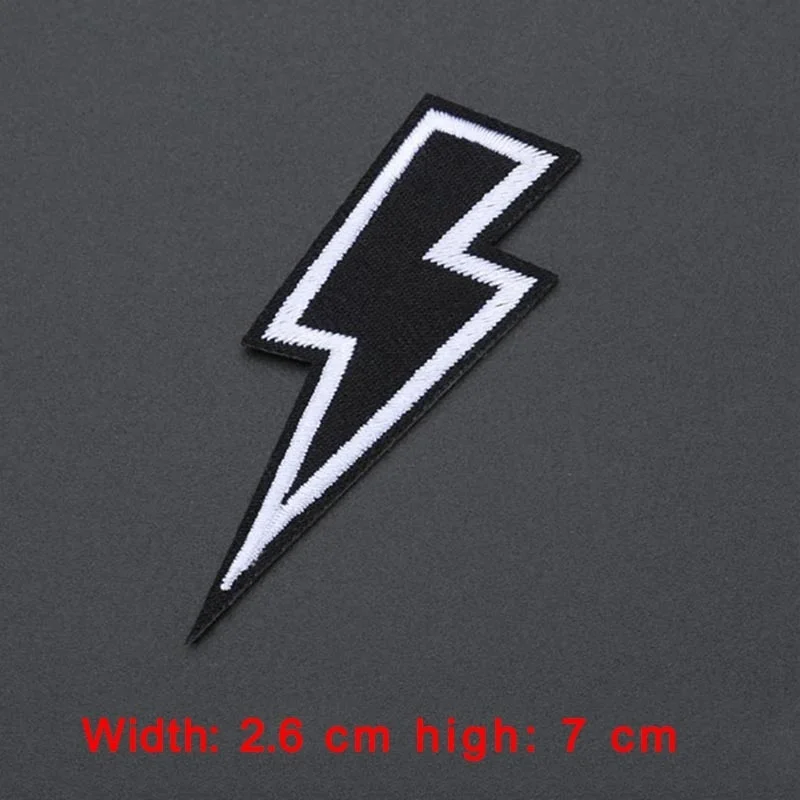 Parche bordado con logotipo de relámpago, parches para planchar para ropa, ropa Punk, parches de hierro, 2 uds. - imagen 4