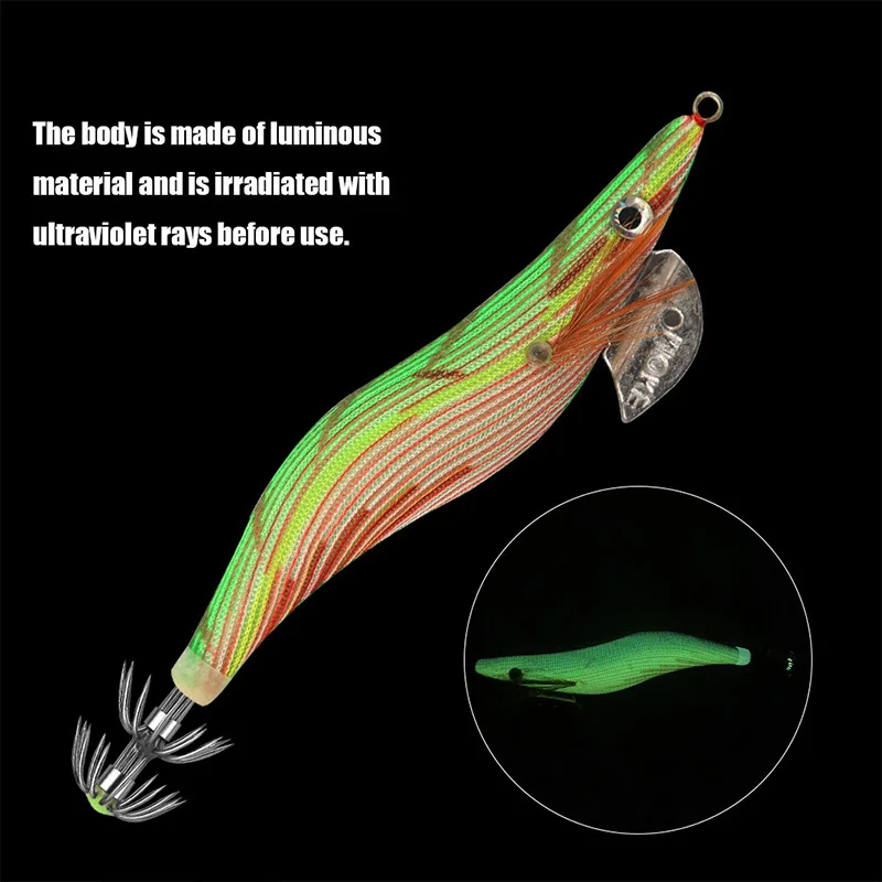 3,5 3,0 2,5 2,0 1,5 cebo de madera para calamar y camarones con cuentas de sonido luminosas colgante de plomo especialmente hecho camarones de madera EGI - imagen 4