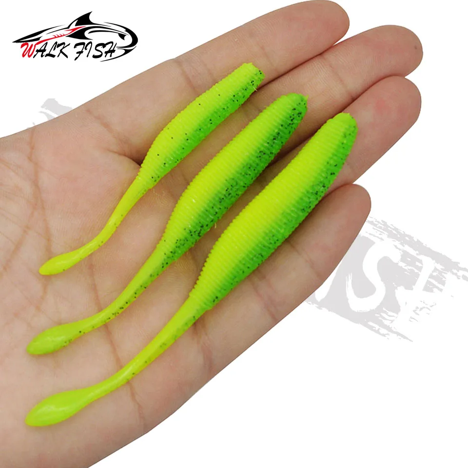 WALK FISH-señuelo de pesca con forma de gusano, 5 uds., cola recta con sal, 75mm/95mm/115mm, plástico perfecto, tiro de ensueño suave - imagen 5