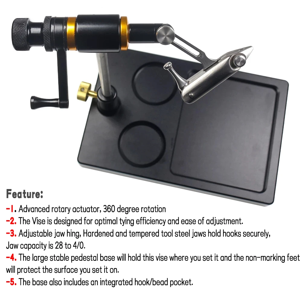 WIFREO-tornillo de Banco giratorio para atar moscas, mordazas duras reforzadas, rotación de 360 grados, plantilla de precisión, Kit de herramientas de atado de moscas - imagen 5