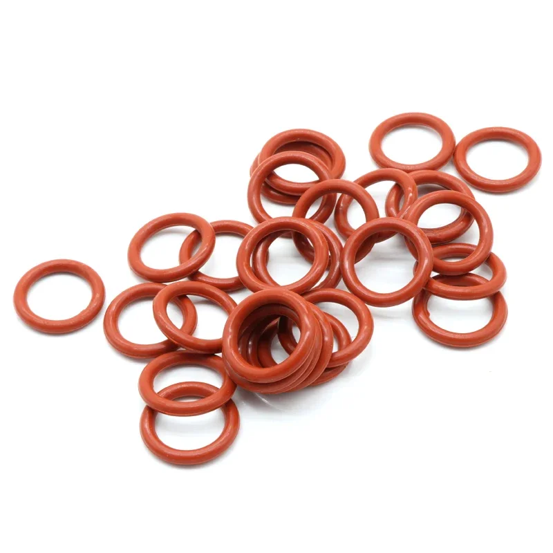 10 Uds VMQ junta tórica espesor CS 2mm OD 5 ~ 90mm caucho de silicona aislado arandela impermeable forma redonda no tóxico rojo - imagen 3