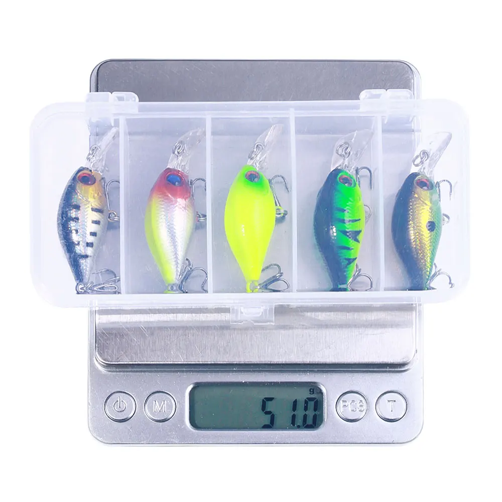 HENGJIA 5 unids/lote Mini Crankbait Kit de Señuelos de Pesca 5,3 cm 4,3g Wobblers plástico duro Bass Pike cebo Set señuelo de buceo Pesca - imagen 4