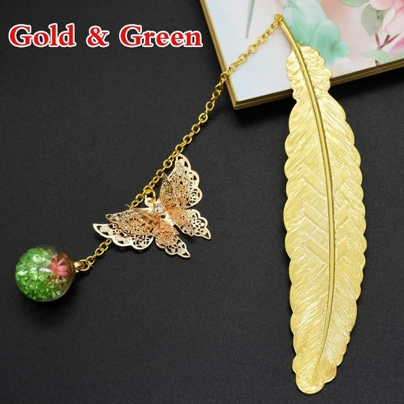 Marcapáginas de plumas de Metal Retro, marcapáginas de Metal creativo de mariposa, colgantes de papelería, marcapáginas, regalos para estudiantes - imagen 5