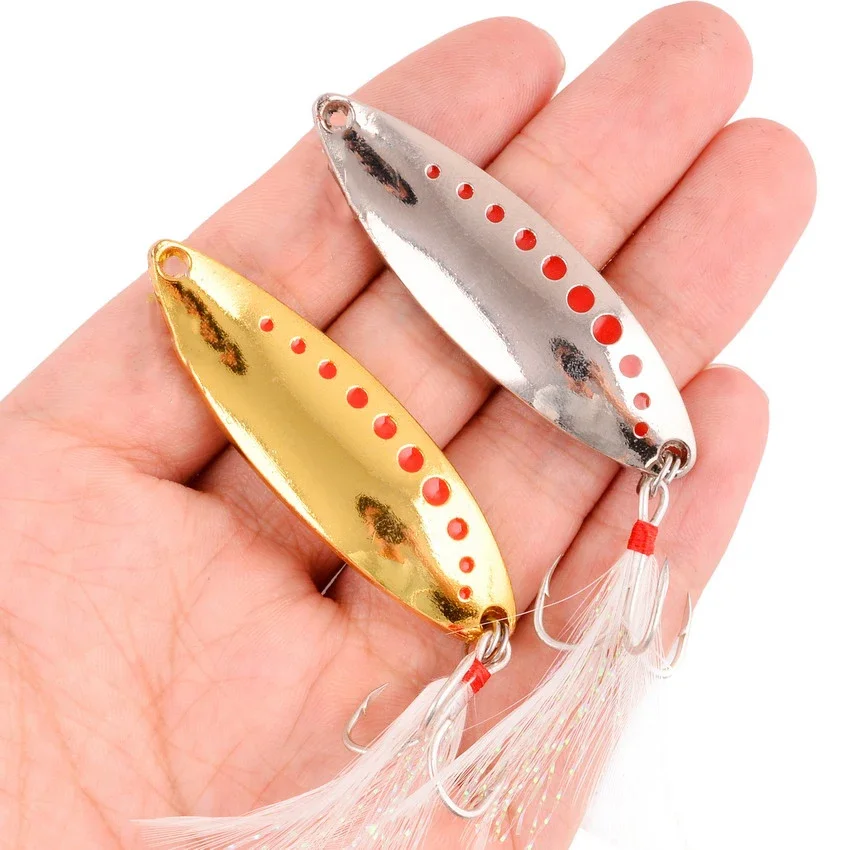 Aorace 10 unids/caja plantilla de Metal cuchara juego de Señuelos de Pesca Wobblers Kit Pike cuchara cebo aparejos de Pesca Isca Artificial - imagen 5