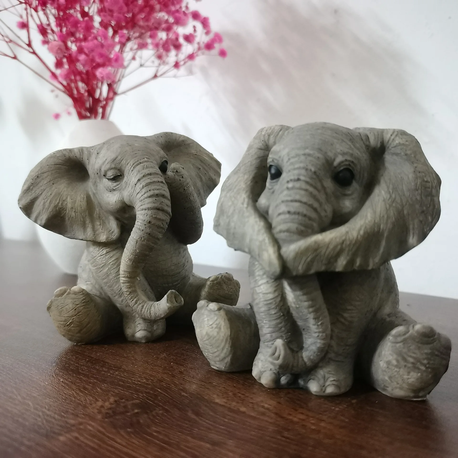 3 tipos de decoración de elefante pequeño, figuras de elefante gris Feng Shui de la suerte, creatividad de resina, muñeco de elefante bonito juguetón - imagen 4