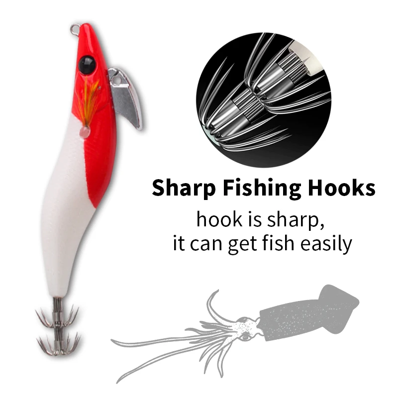 Kawa-señuelo de calamar para camarones de madera, 13g, 93mm, anzuelos de calamar, revestimiento UV, cebos de pesca para calamar, pulpo, Culterfish, 1 ud. - imagen 5