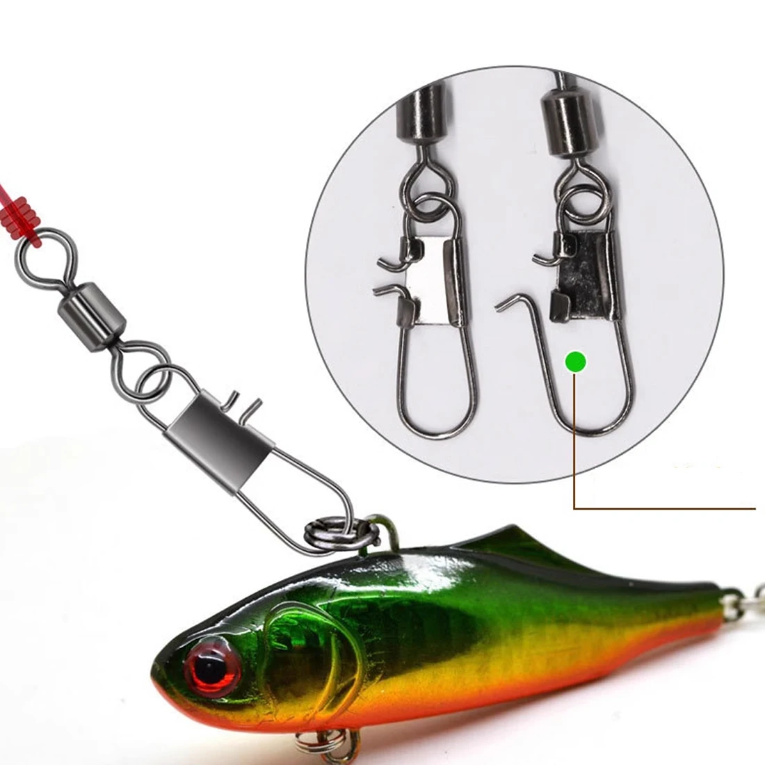 FishTrip pesca giratorio Snap enclavamiento Snap con giratorio 50 100Pack acero inoxidable bloqueo cruzado Snap conector de pesca de mar - imagen 5