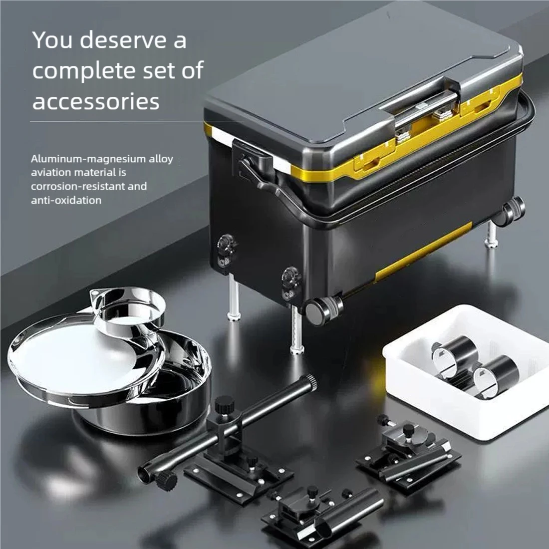 Caja de aparejos de pesca multifuncional, cubo de pesca de 36L, caja de aparejos de almacenamiento con patas elevables y rueda, equipo de almacenamiento de pesca - imagen 5