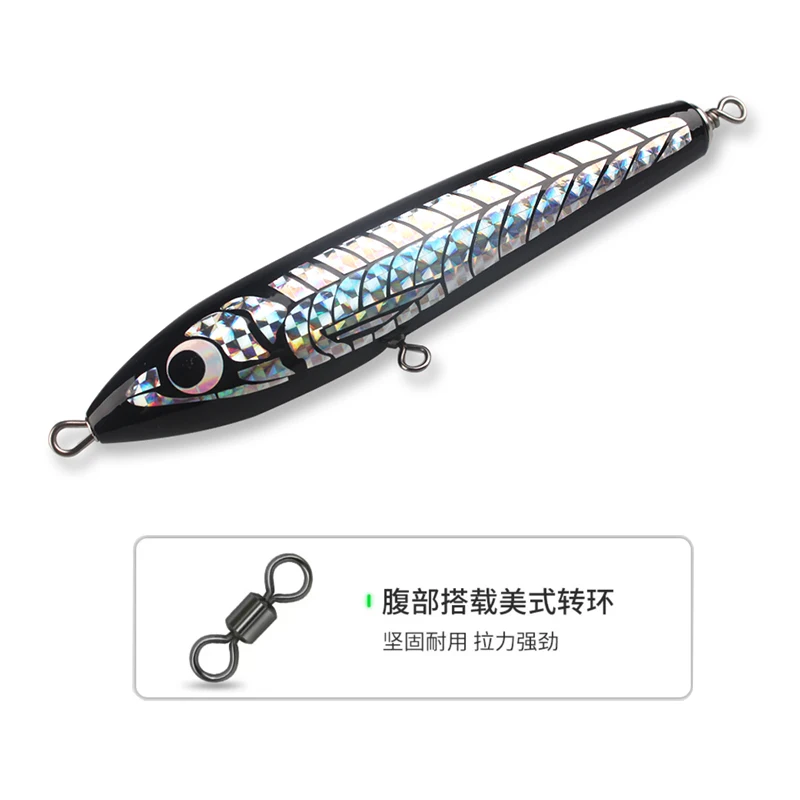 Señuelos de pesca Popper de madera, 65g, 90g, gran juego, superficie Topwater, cebo tipo lápiz, pesca de carpa de agua salada de aguas profundas - imagen 4