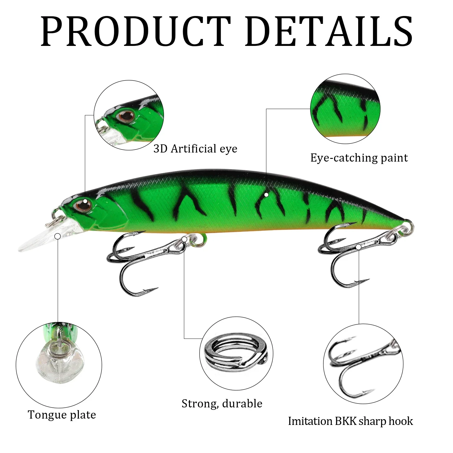 1Pc Sinking Minnow Fishing Lure Wobblers 11cm 15.6g Built-in lead Artificial plastic Hard Bait Crankbait Fishing Tackle - imagen 4