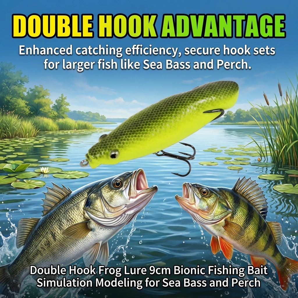 Señuelo de rana artificial con doble anzuelo para pesca de lubina - imagen 4