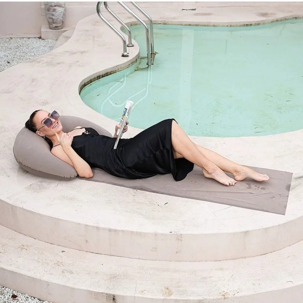 Colchoneta inflable plegable portátil para playa, almohadas inflables, colchoneta gruesa para acampar al aire libre, colchoneta para dormir plegable para acampar - imagen 4