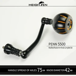 Carrete giratorio HEIGHTEN PENN ST de un solo mango, longitud del eje de 75 mm, equipado con perilla de 42 mm de diámetro, accesorio de modificación de señuelo