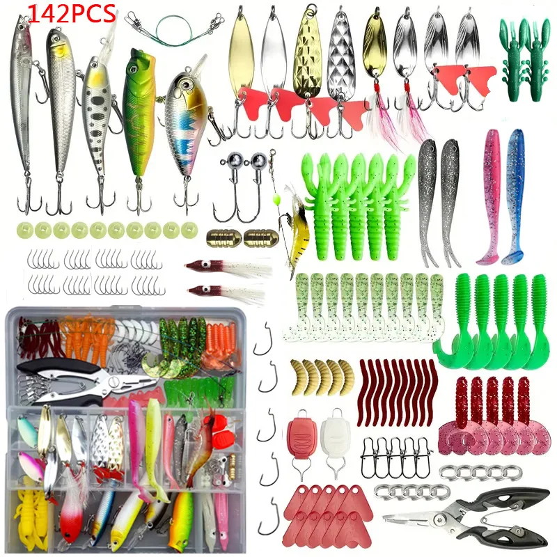 Juego de Señuelos de Pesca, 18/21/59/142 Uds., Kit de Señuelos VIB mixtos, anzuelos Popper de pececillo, todos los accesorios de pesca de agua dulce - imagen 2