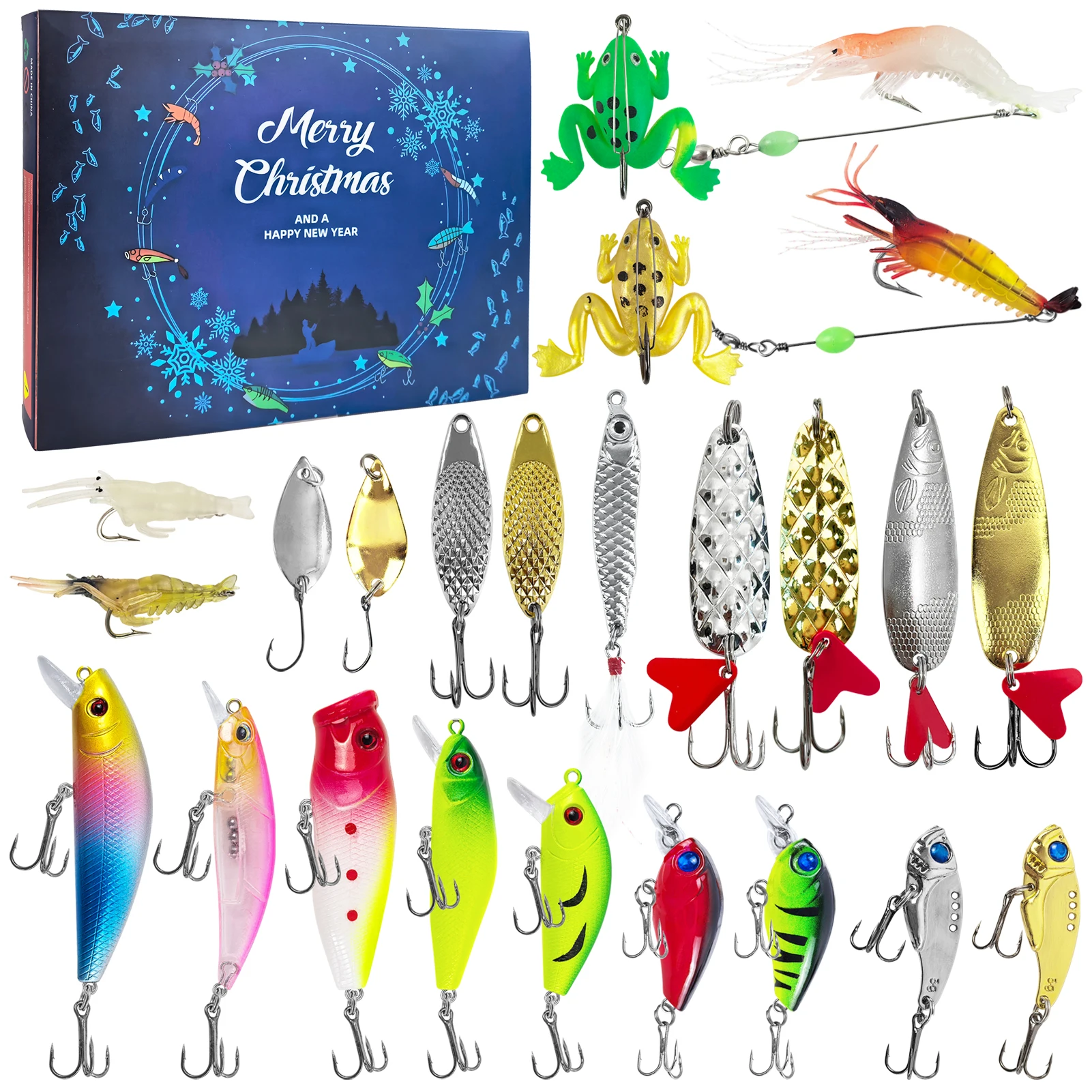 Kit de señuelos mixtos pesca con crankbait y vib hundida Free Fisher Rana camarones