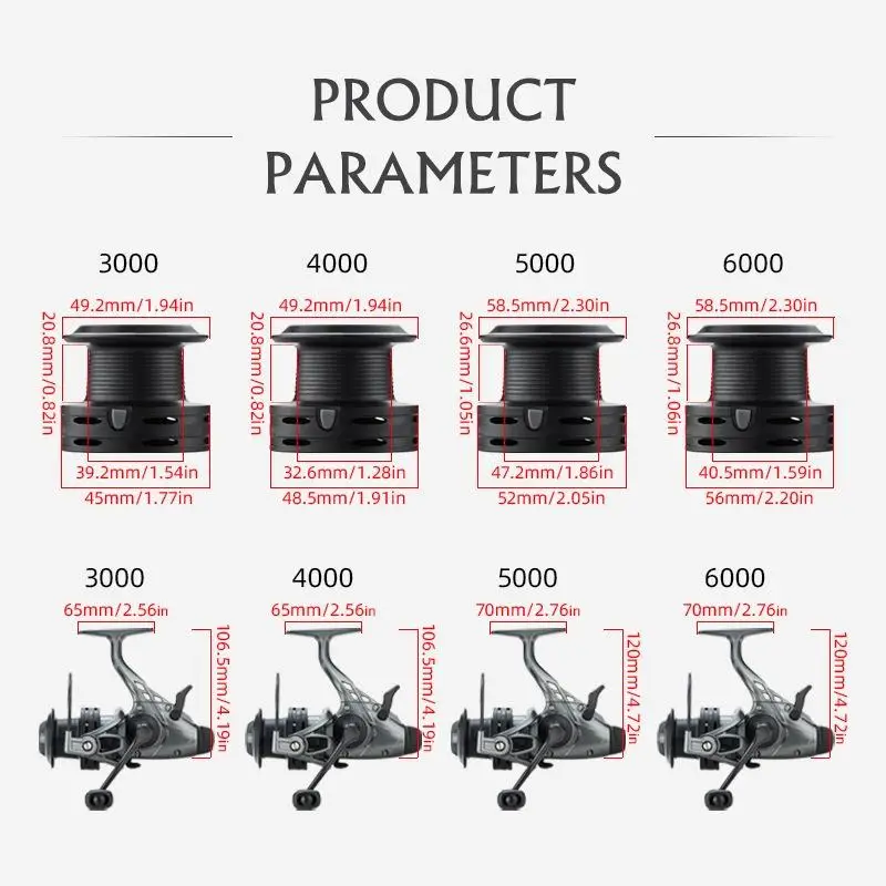 Carrete giratorio de pesca de carpa Mavllos NEC, carrete de fundición de larga distancia, carrete de carpa europeo con fuerza de freno, relación de velocidad de 8kg 5,2: 1 - imagen 2