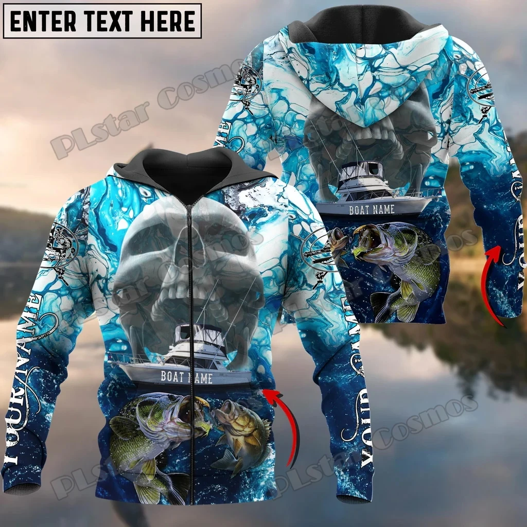 Nombre personalizado Mahi Mahi cráneo barco pesca 3D impreso moda hombres Zip Sudadera con capucha otoño Unisex Casual con capucha cremallera QDY61 - imagen 3