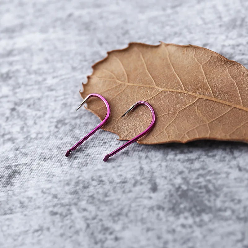 Anzuelos de competición sin púas, suministros de pesca, aparejos de pesca, color morado, piezas, 100 - imagen 4