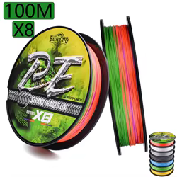 Línea de pesca trenzada de 8 hebras, multifilamento de 100M, pesca de carpa, alambre trenzado japonés, accesorio de pesca, línea de PE