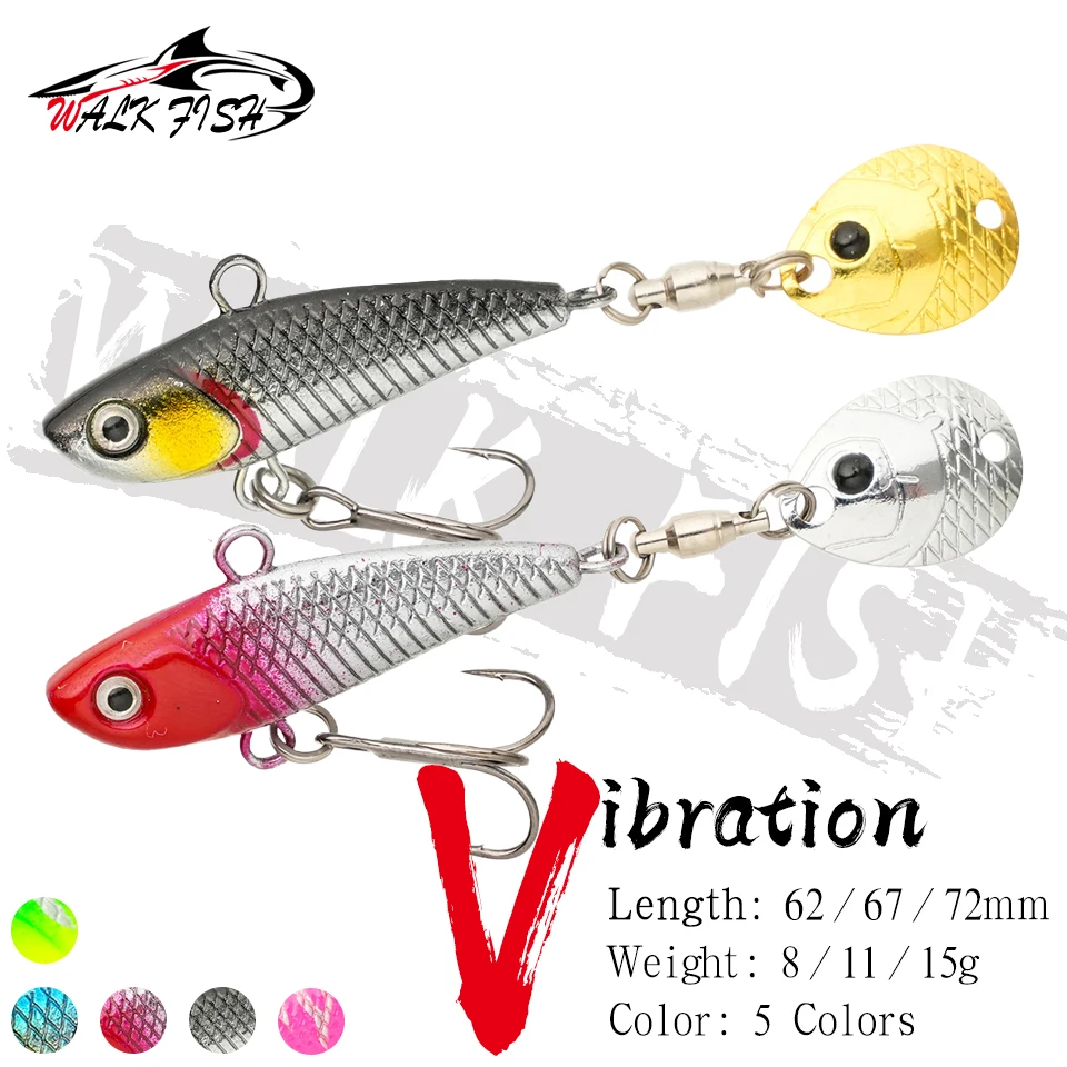 WALK FISH Señuelo VIB con lentejuelas y cola giratoria vibrante - imagen 4