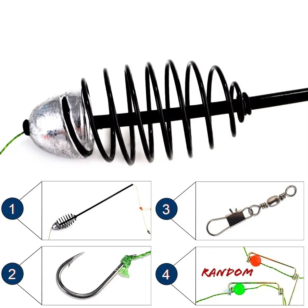 NGB 25g 40g 45g plomo de Metal pesca de carpa aparejos de pelo alimentador europeo cebo jaula grupo de pesca con gancho de soporte - imagen 3