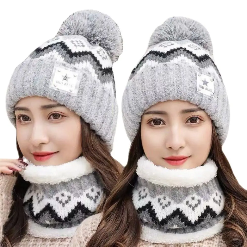 Gorros de terciopelo para exteriores, gorro a prueba de viento, grueso, cálido, calentador de cuello, protección para los oídos, conjunto de bufanda para mujer - imagen 5