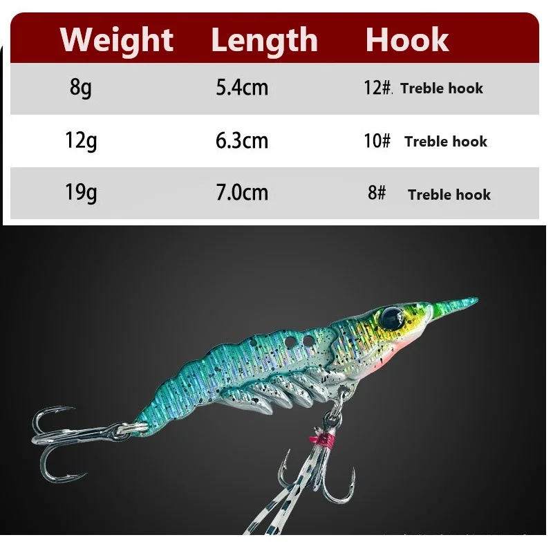 Señuelo duro de Metal para pesca de camarones, anzuelo duro de fundición larga para perca, trucha, Lucio, Walleyes - imagen 2