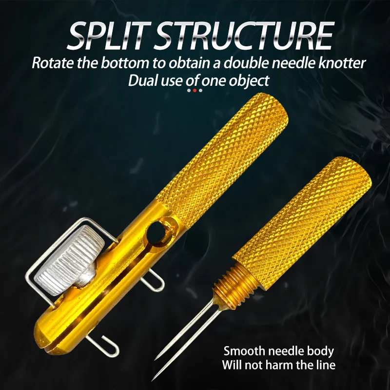 New Aluminum Alloy Fishing Hook Tier Fishing Line Knotter Knots Double-headed Needle Knots Fly Tying Tools Winter Fishing Knots - imagen 2