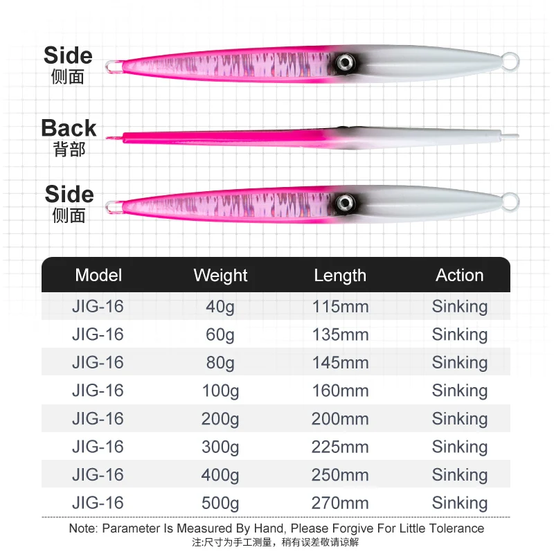 TEASER J16 40g-100g Metal hundimiento Jigbiat carpa de agua salada Pike Peche Jig Spinner señuelo pesca mare-bream Jigging señuelo con gancho - imagen 3